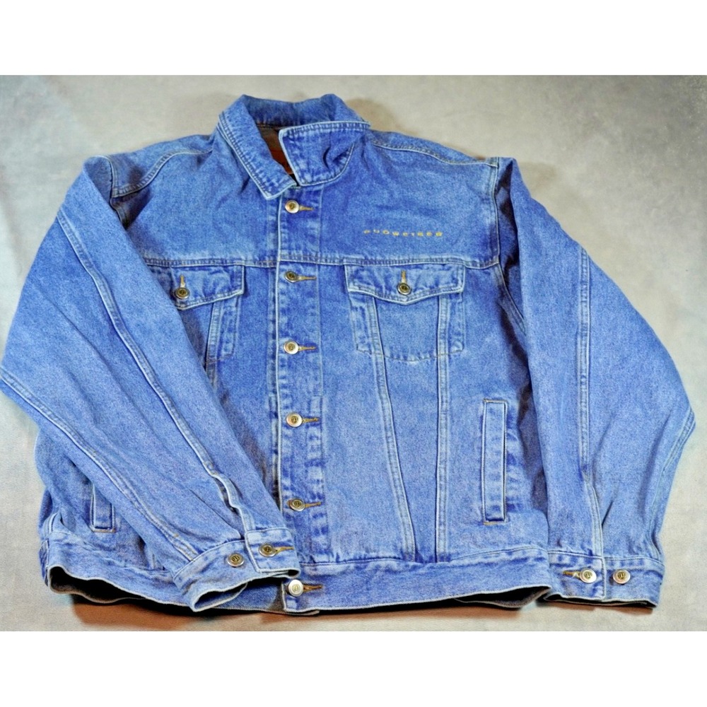 VTG‎ Budweiser Denim Jacket L Embroidered King Of Beers Identity